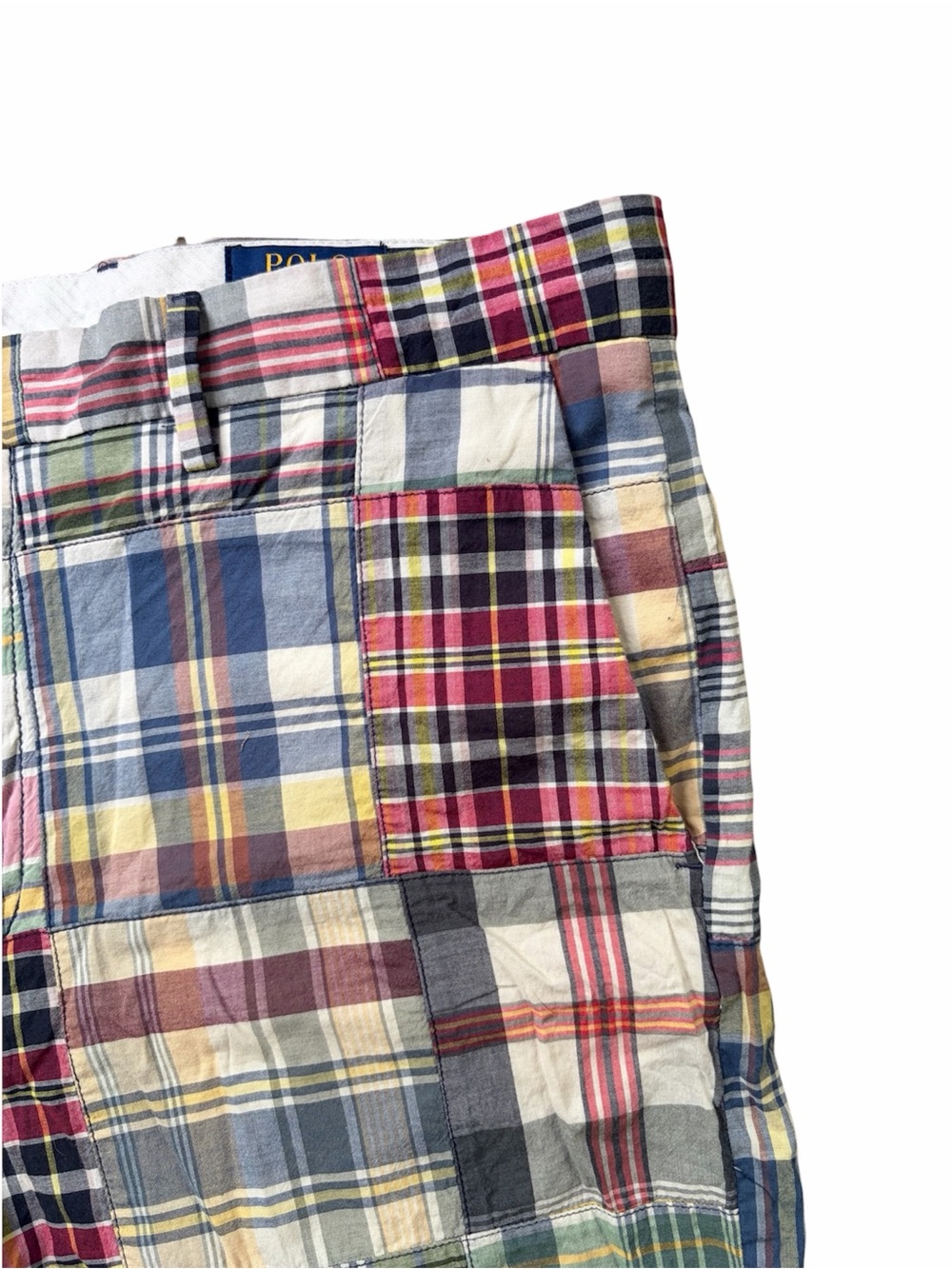 POLO Ralph Lauren Classic-Fit Patchwork Madras Shorts, sz 33” - Picture 7 of 10